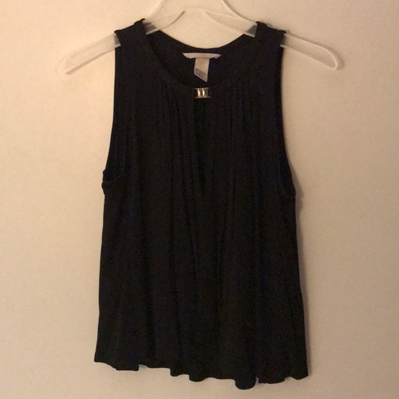 Black Sleeveless Blouse With Front Key Hole - Picture 1 of 6